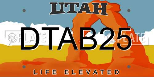 DTAB25 Utah License Plate