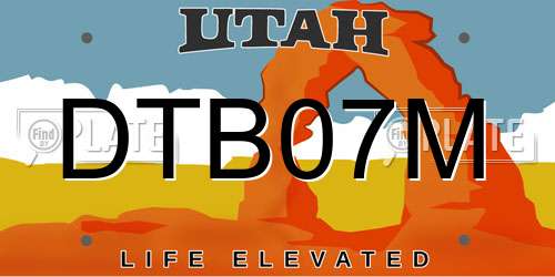 DTB07M Utah License Plate