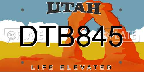DTB845 Utah License Plate