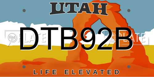 DTB92B Utah License Plate