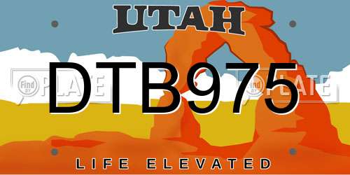DTB975 Utah License Plate