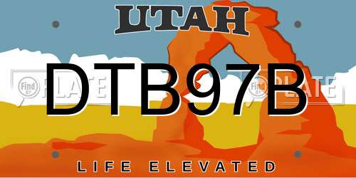 DTB97B Utah License Plate