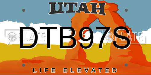 DTB97S Utah License Plate