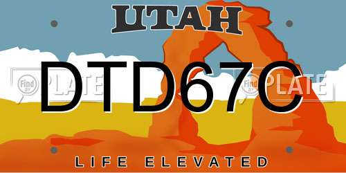 DTD67C Utah License Plate