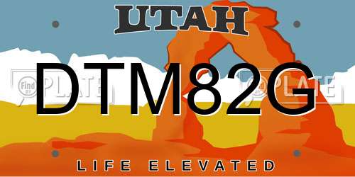 DTM82G Utah License Plate