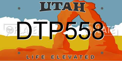 DTP558 Utah License Plate
