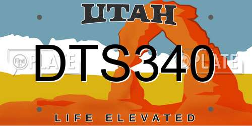 DTS340 Utah License Plate