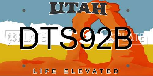 DTS92B Utah License Plate