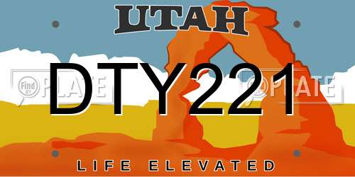 DTY221 Utah License Plate