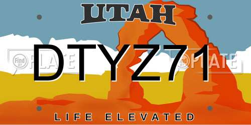 DTYZ71 Utah License Plate