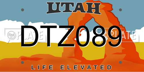DTZ089 Utah License Plate