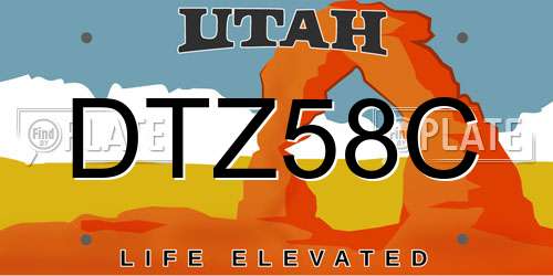 DTZ58C Utah License Plate