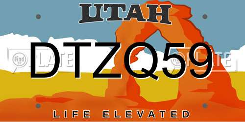 DTZQ59 Utah License Plate