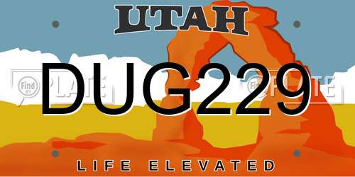 DUG229 Utah License Plate