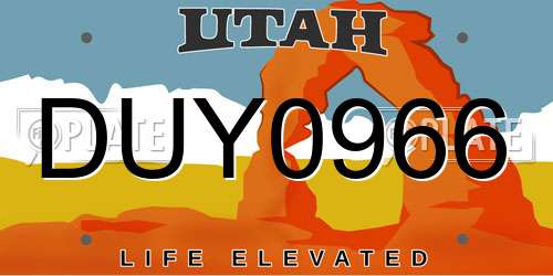 DUY0966 Utah License Plate