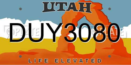 DUY3080 Utah License Plate