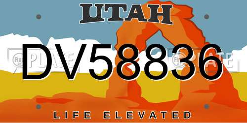 DV58836 Utah License Plate