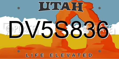 DV5S836 Utah License Plate