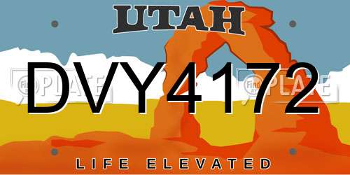 DVY4172 Utah License Plate