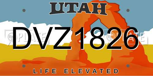DVZ1826 Utah License Plate