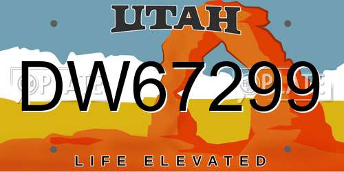 DW67299 Utah License Plate
