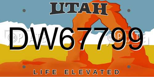 DW67799 Utah License Plate