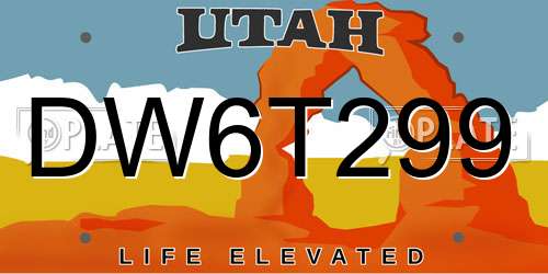DW6T299 Utah License Plate