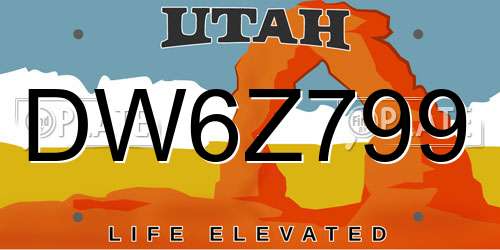 DW6Z799 Utah License Plate