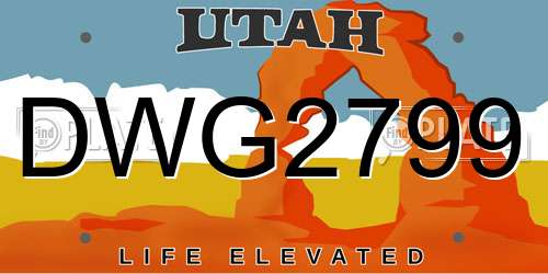 DWG2799 Utah License Plate