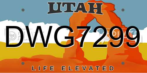 DWG7299 Utah License Plate