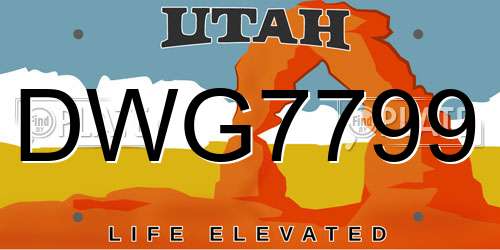 DWG7799 Utah License Plate