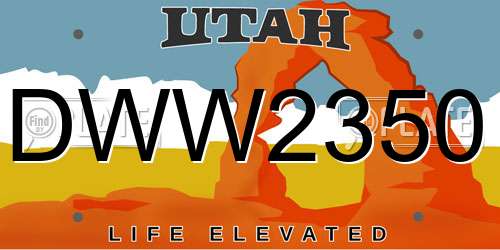 DWW2350 Utah License Plate