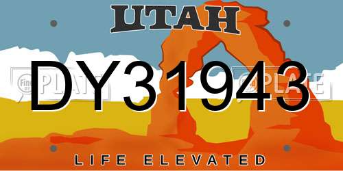 DY31943 Utah License Plate