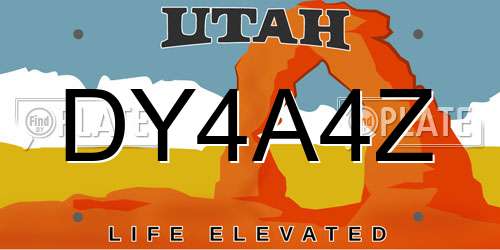 DY4A4Z Utah License Plate