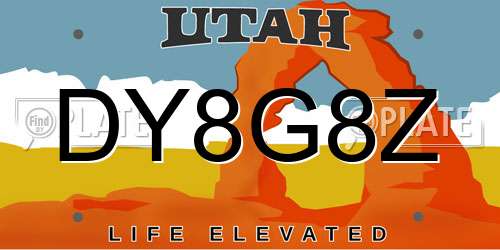 DY8G8Z Utah License Plate