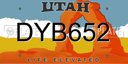 DYB652 Utah License Plate