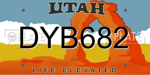 DYB682 Utah License Plate