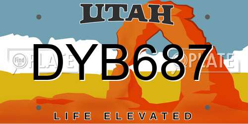 DYB687 Utah License Plate
