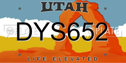 DYS652 Utah License Plate