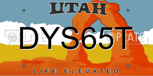 DYS65T Utah License Plate