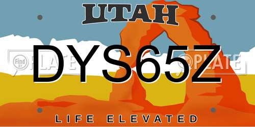 DYS65Z Utah License Plate