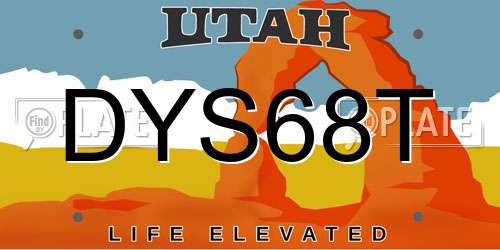 DYS68T Utah License Plate
