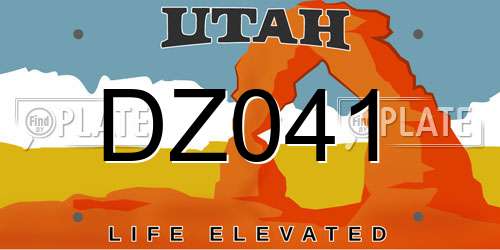 DZ041 Utah License Plate