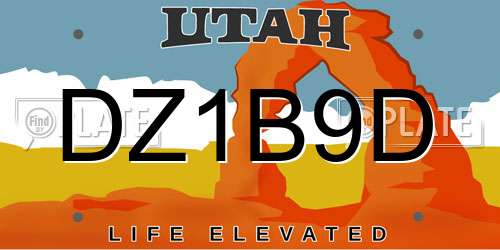 DZ1B9D Utah License Plate