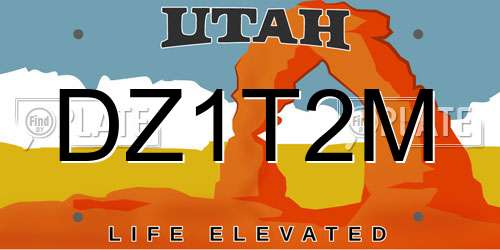 DZ1T2M Utah License Plate
