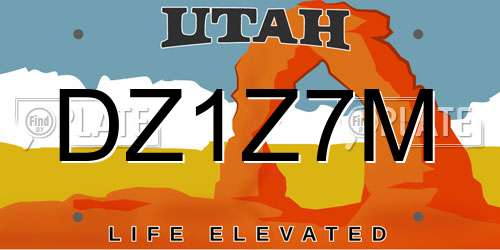 DZ1Z7M Utah License Plate