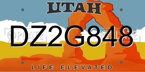 DZ2G848 Utah License Plate