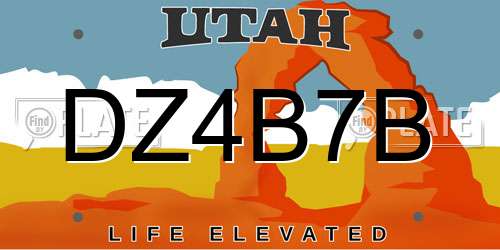 DZ4B7B Utah License Plate