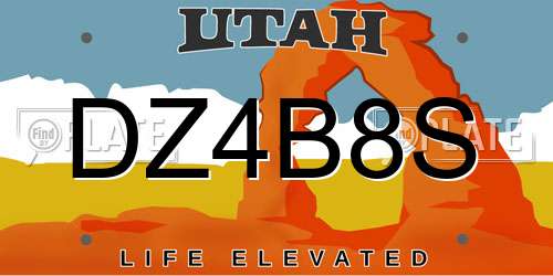 DZ4B8S Utah License Plate