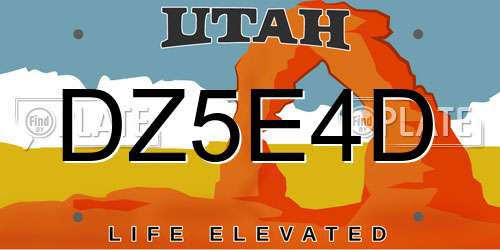 DZ5E4D Utah License Plate